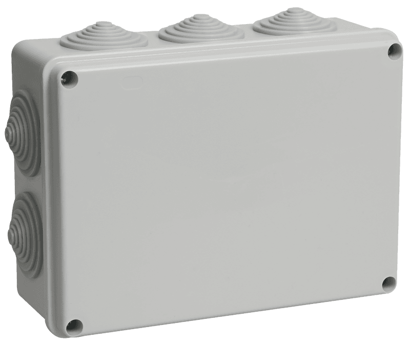 Коробка КМ41244 распаячная для о/п 190х140х70 мм IP55 (RAL7035, 10 гермовводов)