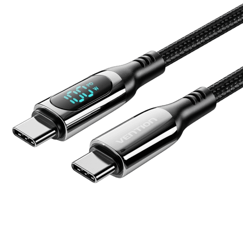 Кабель Vention USB 2.0 CM/CM с LED дисплеем - 1.2м. Чёрный 5А PD100W, шт.