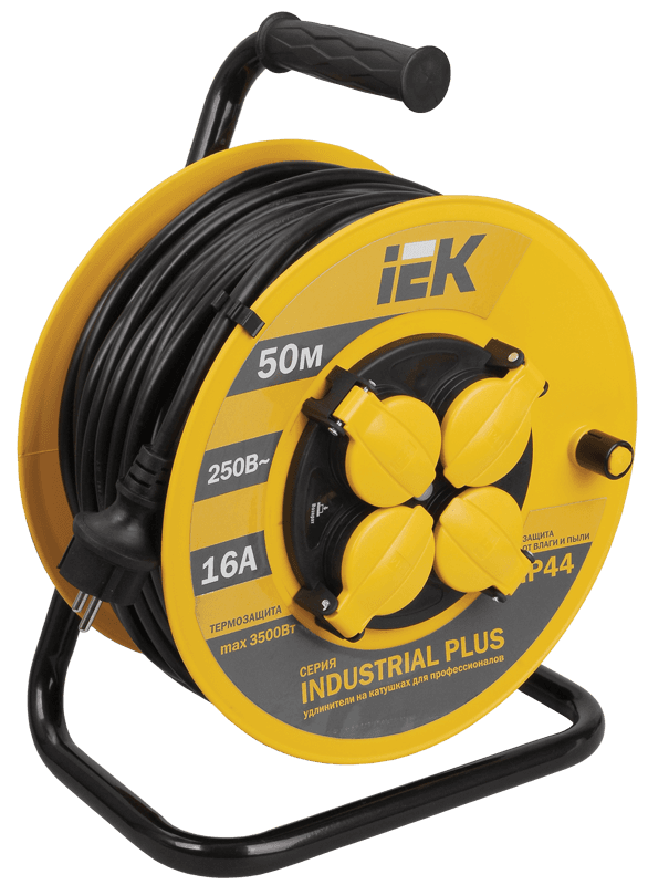 Катушка УК50 с т/з 4 места 2Р+PЕ/50м 3х1,5 мм2 "Industrial"