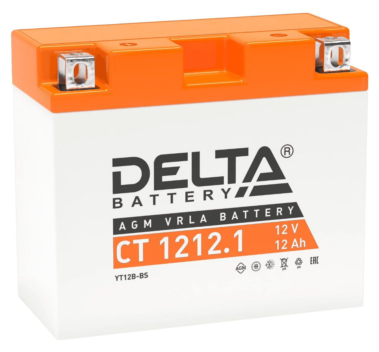 Аккумуляторная батарея Delta CT 1212.1 12В/12А·ч, клемма Болт + гайка Ø 6 мм (151х71х130мм (135мм), 3,21кг, Срок службы 5 лет