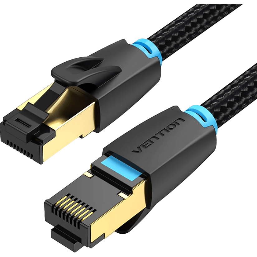 Патч-корд Vention прямой SFTP cat.8 RJ45 - 8м. Черный Тканевая оплетка