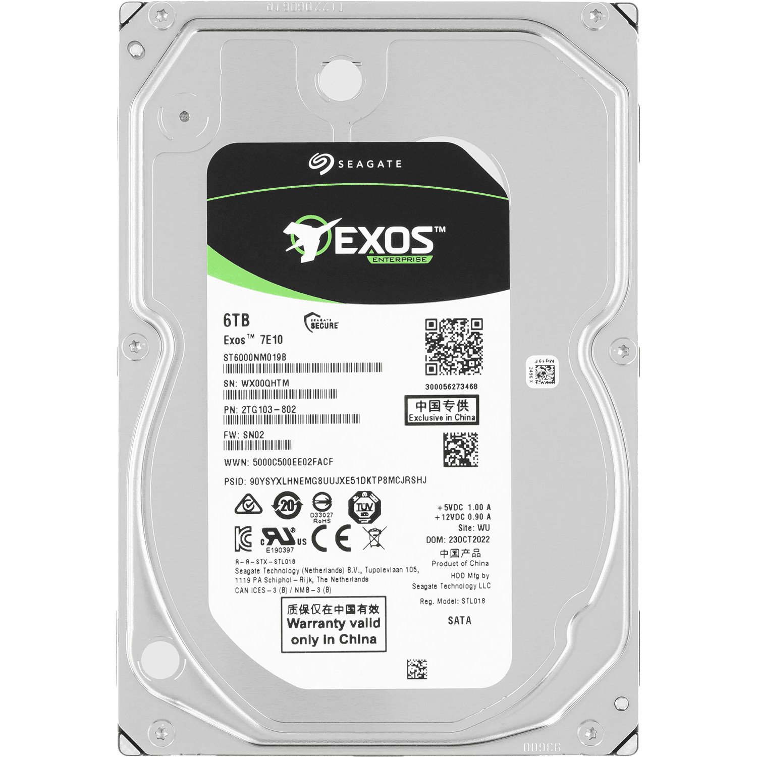 Жесткий диск/ HDD Seagate SATA Exos 7E10 6Tb 7200 256Mb 1 year warranty