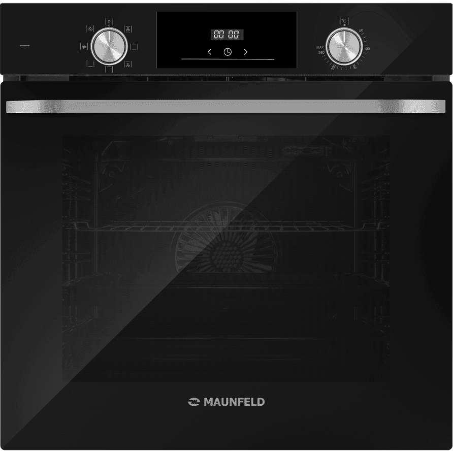 Шкаф духовой MAUNFELD/ 60 см, 78 л, 7 режимов, таймер, гидролизная очистка, дисплей, цвет черный, фурнитура: серебристый цвет