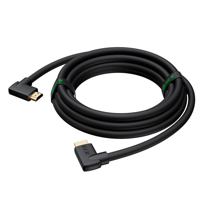 GCR Кабель 2.0m HDMI 2.0, M правый угол /M правый угол, черный, UHD 4K 60Hz/5K 30Hz, HDR 4:2:2, 3D, AUDIO, 18.0 Гбит/с, 2 Х экран