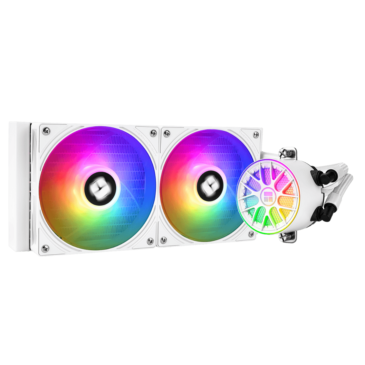 Система жидкостного охлаждения/ Water Cooling System Thermalright Aqua Elite 240 V6 (240mm, White, ARGB/ Fans: 2x120mm, 70.84CFM, 29.8dBA, 2000RPM/ Pump height 53.5mm, 2800RPM, Rad thickness 27mm/ S: 1700, 1200, 1851, 115X, AM5, AM4)