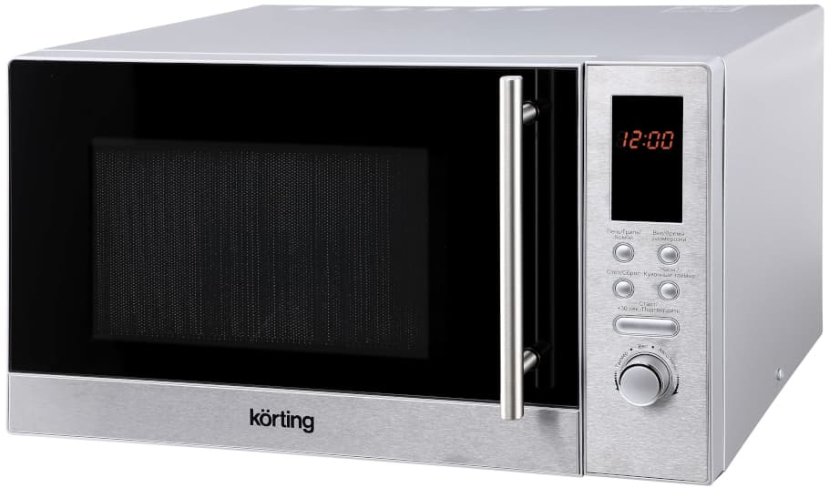 Микроволновая печь Korting/ 29.6х48.5х36.7 см, 23 л, 800 Вт, гриль: 1000 Вт, электронное управление, LED дисплей, 8 автопрограмм, нержавеющая сталь