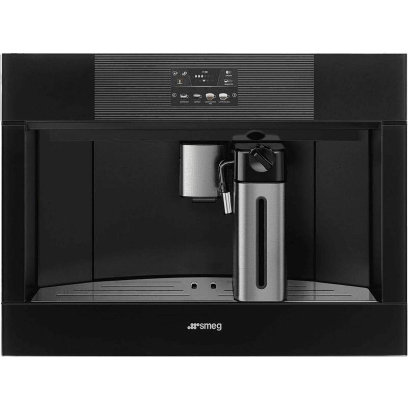Автоматическая кофемашина Smeg/ Автоматическая кофемашина Smeg, 60 см, высота 45 см, сенсорное управление, TFT дисплей, 13 программ, регулировка уровня кофе на чашку, цвет черное стекло