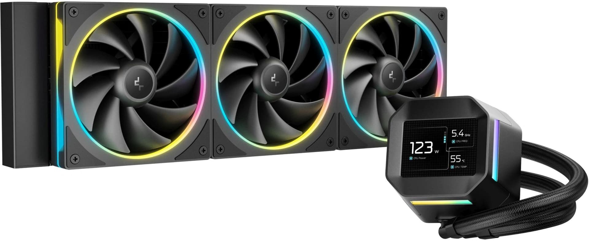 Система водяного охлаждения Deepcool LM360 ARGB Soc-AM5/AM4/1200/1700/1851 черный 4-pin 19-36dB Al LCD 250W 1729gr Ret (R-LM360-BKDMMC-1)