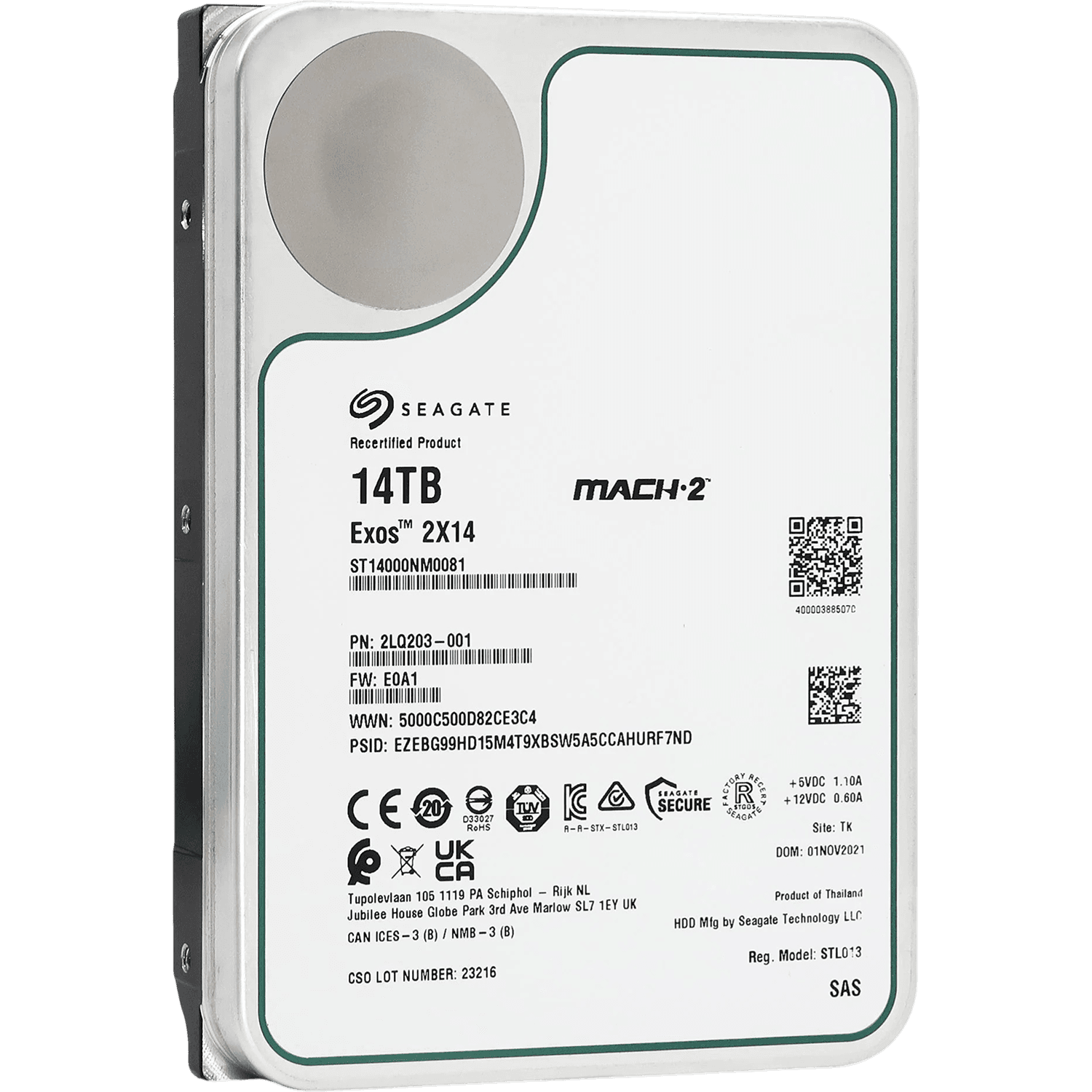 Жесткий диск/ HDD Seagate SAS 14Tb Exos 2X14 7200 256Mb OFFICIAL RECERTIFIED 1 year warranty (Only HBA + software RAID) (replacement ST14000NM004J, ST14000NM002G, MG09SCA14TE, ST12000NM004J, ST12000NM002G)