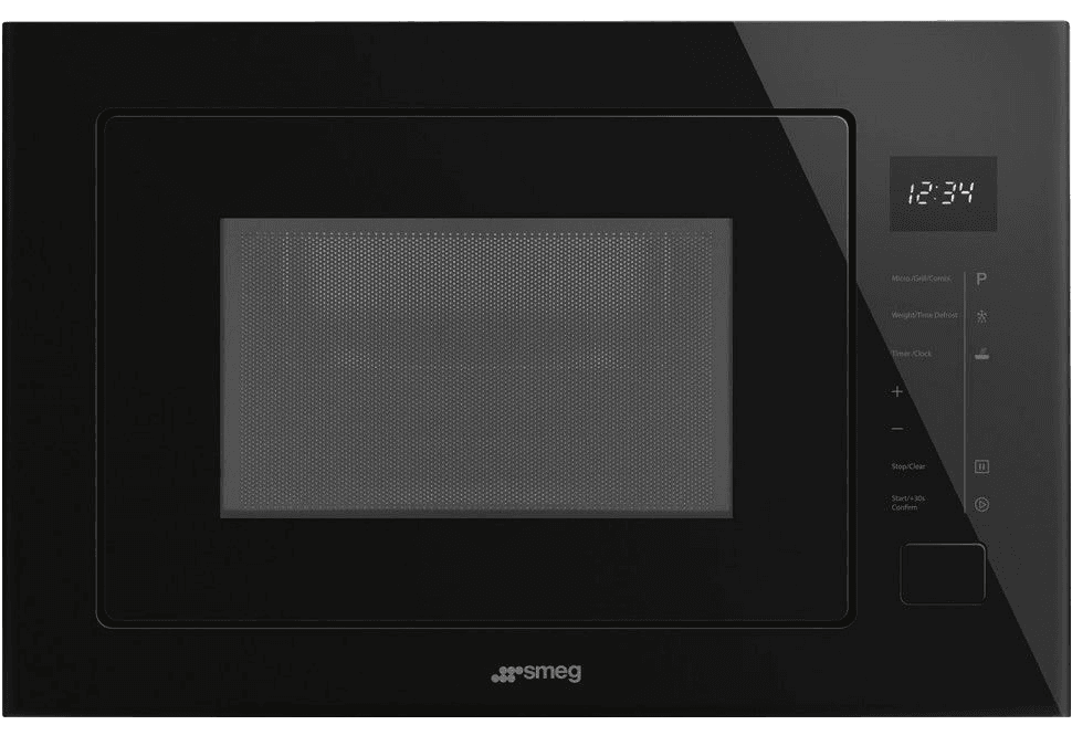 Встраиваемая микроволновая печь SMEG/ Встраиваемая микроволновая печь SMEG, 6 функций, 8 автоматических программ, гриль, LED-дисплей, сенсорное управление Touch Control, таймер, быстрый старт, объем 26 л, LED подсветка, поворотный стол, цвет черный