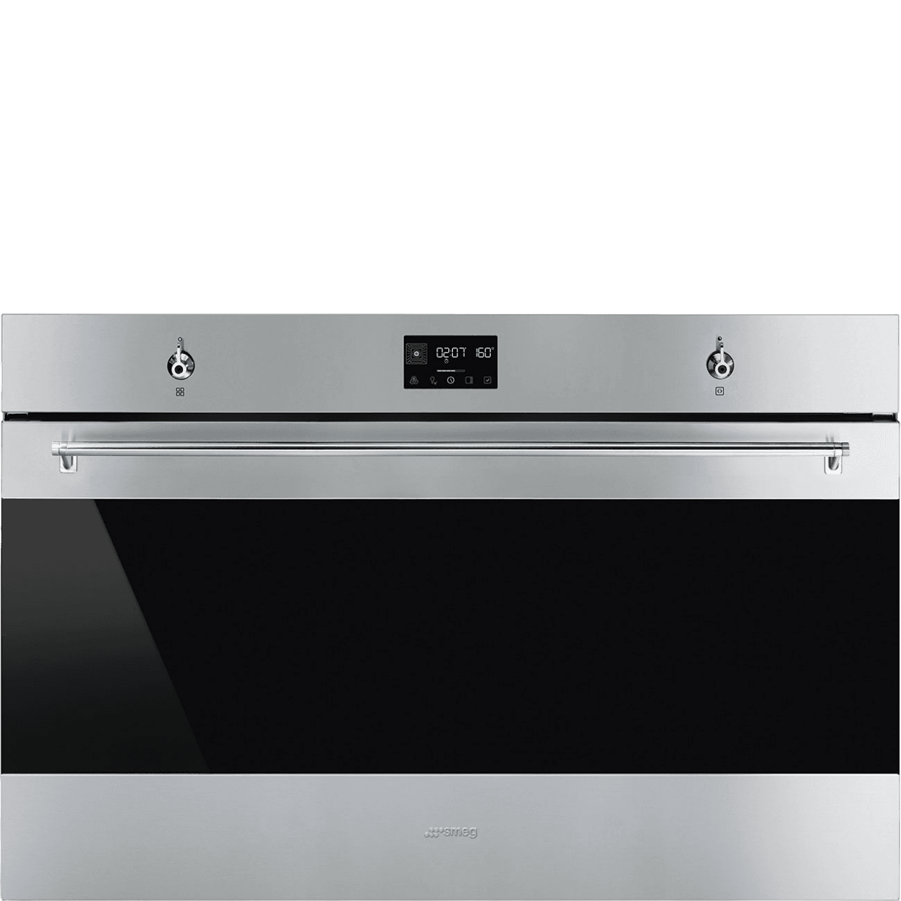 Встраиваемый духовой шкаф SMEG/ Встраиваемый духовой шкаф SMEG, 90 см, функция пицца, пиролитическая очистка, 10 функций, LED дисплей, поворотные переключатели/сенсорные кнопки, таймер, автоматическое выключение, отсрочка, быстрый разогрев, 4 стекла в дверце, объем 115 л, энергоэффективность А+, цвет нержавеющая сталь