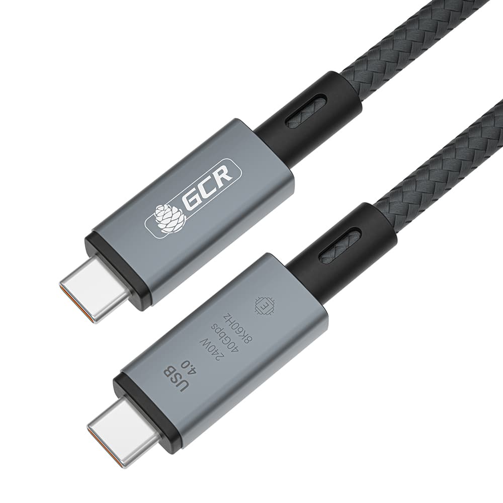 GCR PRO Кабель USB 4.0 TypeC, 1.0m, медь, в оплетке нейлон, графит, 240W, 40 Gbps, 8K60Hz