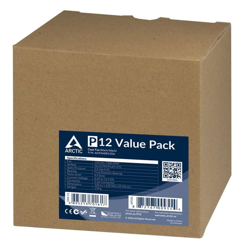 Вентилятор корпусной ARCTIC Cooling P12 Value pack (black/black) (5pc) (ACFAN00135A)
