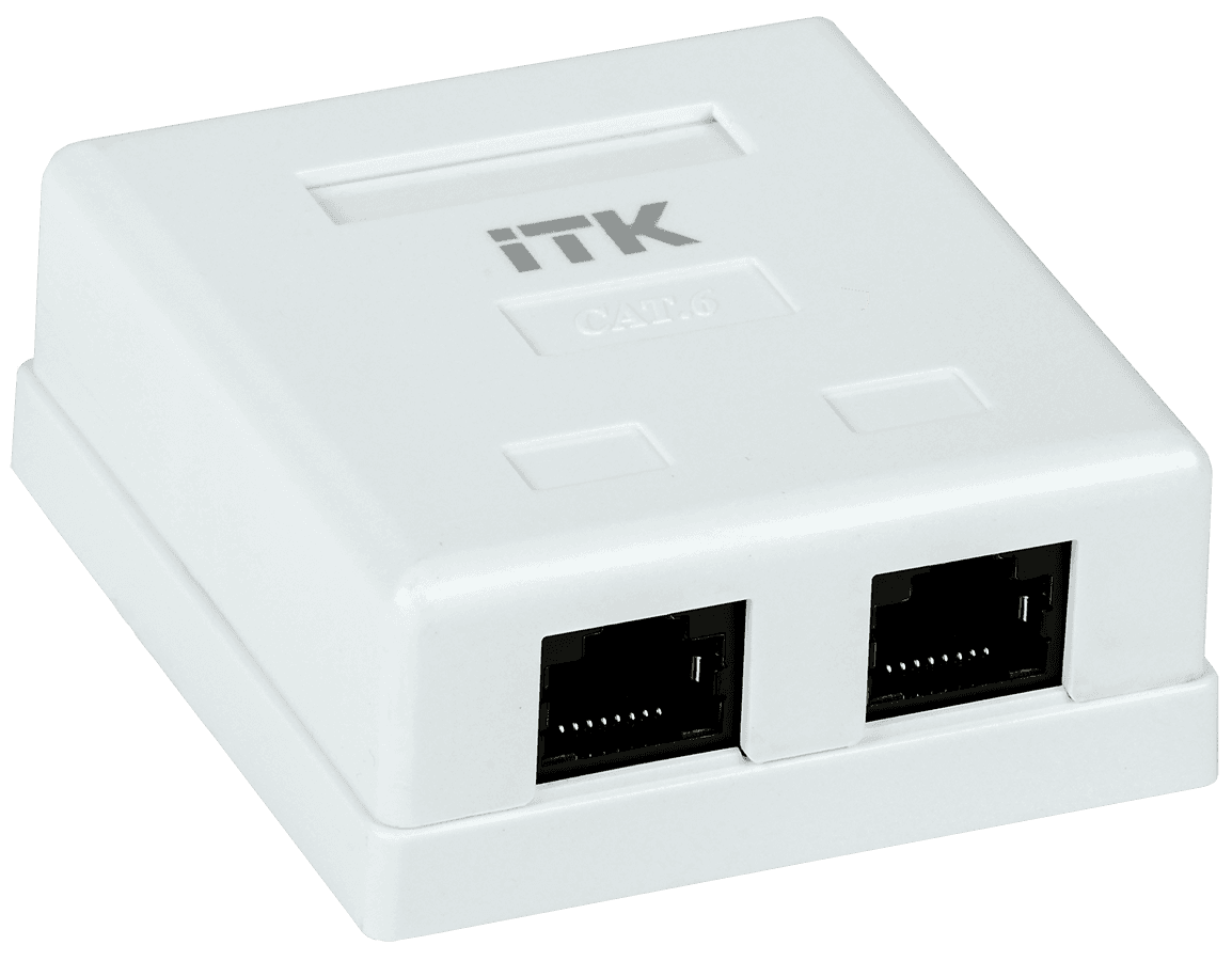 Настенная инф.розетка RJ-45, кат.6, 2-порта