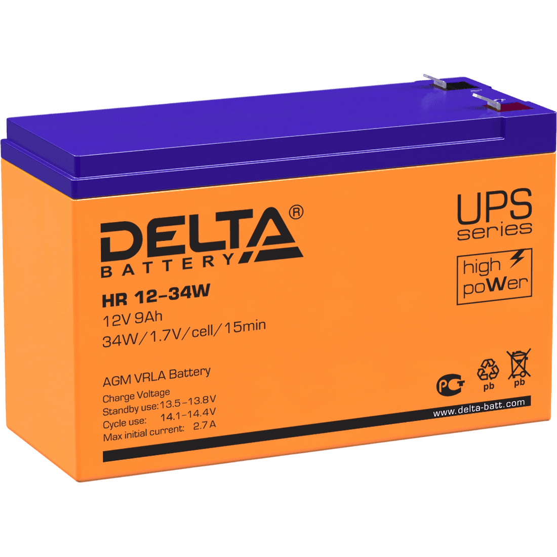 Аккумуляторная батарея Delta HR 12-34 W (12/9 В/Ач)