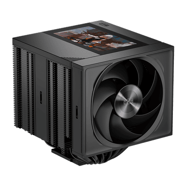 Кулер для процессора/ CPU Cooler PCCooler RZ820 Display BK (290W, 4-pin PWM, LED, 169mm, Al/Cu, 8x6mm, 1x140mm + 1x150mm, 71.9/78.7CFM, 27.1/35.8dBA, 1500/2500RPM, S: 1851/1700/1200/115X/20XX, AM5/AM4, black)