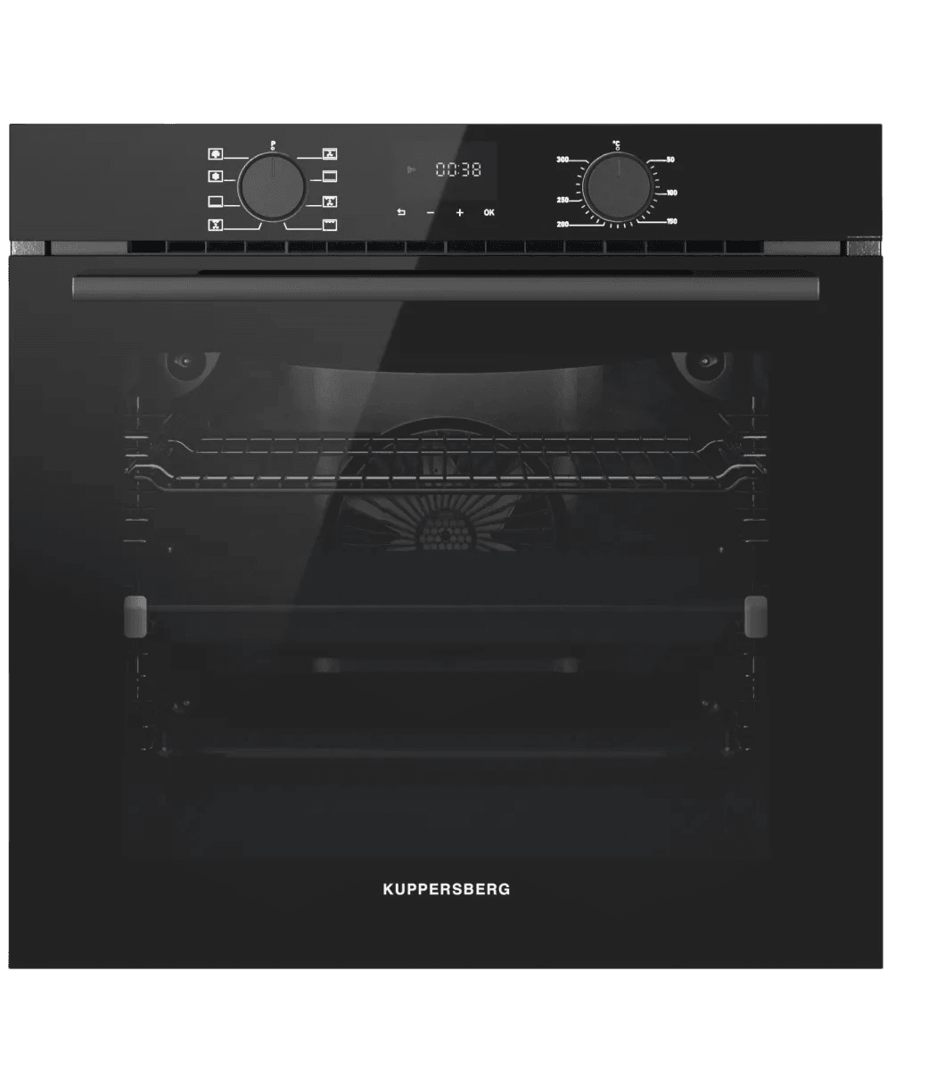 Духовой шкаф Kuppersberg/ KITCHEN RETAIL / Духовой шкаф Kuppersberg, High-Tech, 85 л, поворотное управление/сенсорный дисплей, утапливаемые ручки, LED дисплей, таймер, 8 режимов, макс. температура 300 градусов, телескопические направляющие (на 1 уровень), доводчик двери, цвет черный, цвет фурнитуры черный