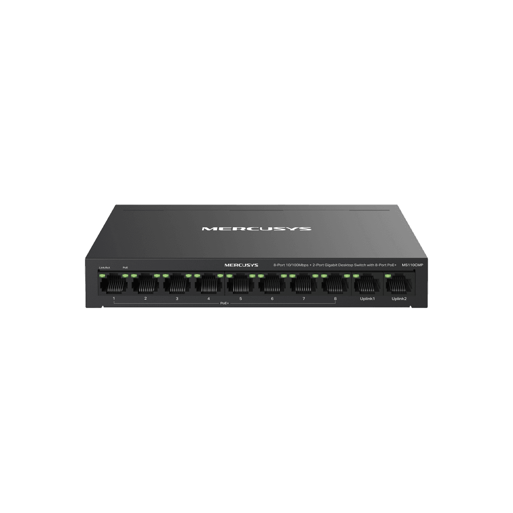 Mercusys MS110CMP Настольный коммутатор с 8 портами PoE+ 10/100 Мбит/c и 2 гигабитными портами