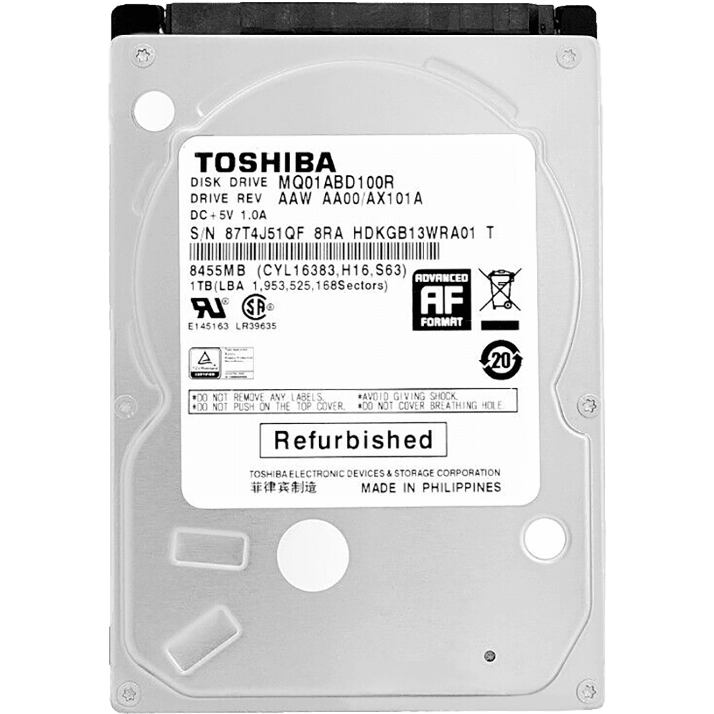 Жесткий диск/ HDD Toshiba SATA 1TB 2.5" 6.0 Gbit/s 5400 rpm 8Mb OFFICIAL RECERTIFIED 1 year warranty (replacement WD10SPZX, ST1000LM048, ST1000LM035)