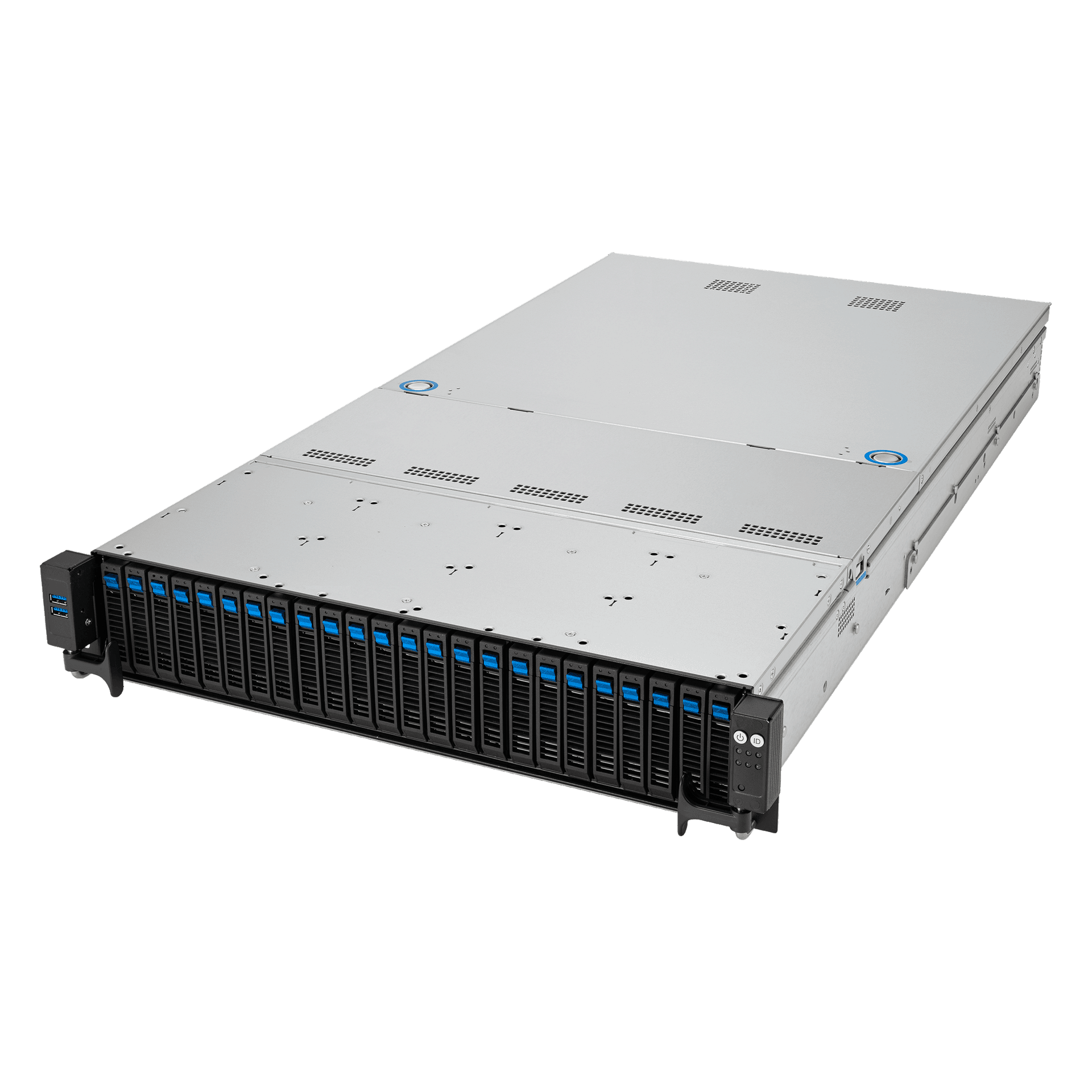 Серверная платформа/ ASUS RS521A-E12-RS24U, 2U, 1 x SP5 LGA 6096 360W, 24 x DDR5 6400/4800*, 24x 3.5'' NVMe hsb + 2x 2.5'' SATA, 2x M.2 22110, up to 1 PCIe Gen5 x8 LP + 1 OCP3.0, 2 x 1GbE RJ-45 LAN Intel i350-AM2 , 1+1 2000W