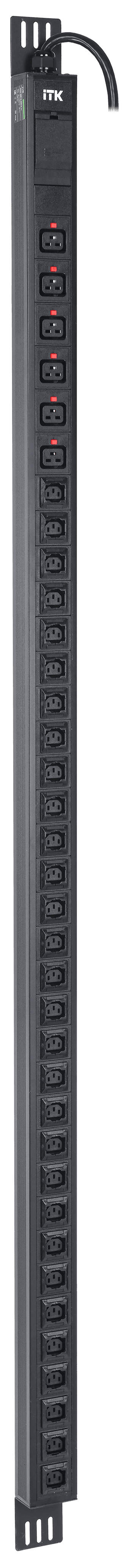 PDU верт. 42U 1ф 32А 30 роз. C13 6 C19 каб. 3м IEC60309