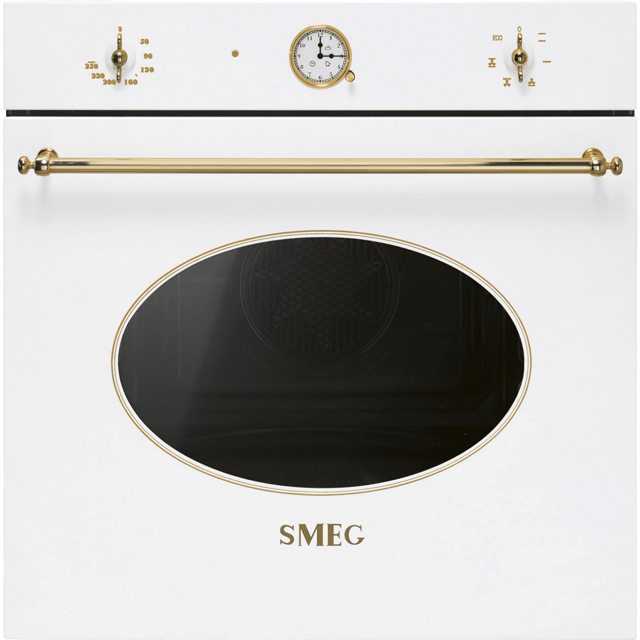 Духовой шкаф Smeg/ Духовой шкаф Smeg, Coloniale, 60 см, 70 л, 50-250 градусов, электромеханическая регулировка температуры, поворотные переключатели, галогеновая подсветка, часы/таймер, 6 функций приготовления, автоматическое отключение, энергоэффективность А, цвет белый