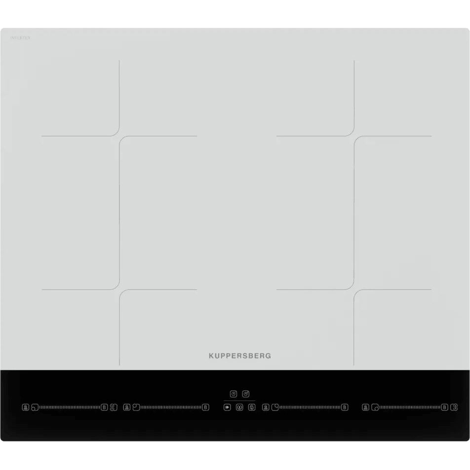 Варочная поверхность Kuppersberg/ Варочная поверхность Kuppersberg, индукция, High-Tech, прямой край, 9 уровней мощности, бустер, Stop and Go, Flexi-zone, автоматическое отключение, таймер, авто программы, индикатор остаточного тепла, сенсорное управление, цвет белый