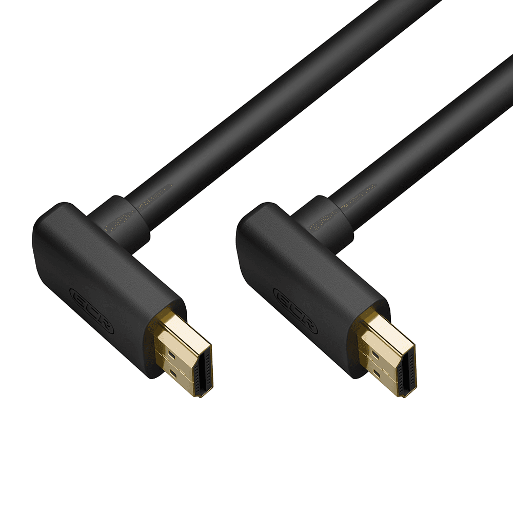 GCR Кабель 5.0m HDMI 2.1, черный, M верхний угол/M верхний угол, UHD 8K 60Hz/4K*120Hz, HDR 4:4:4, 3D, 48 Гбит/с, медь, 3Х экран с армированием