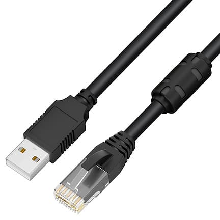 GCR Кабель консольный 3.0m USB 2.0, AM/RJ50 (10P10C), черно-прозрачный, ферритовое кольцо, 28/24 AWG, экран, армированный