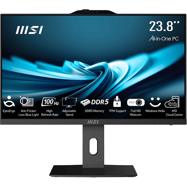 Моноблок MSI PRO AP242P 14M-685XRU 23.8"(1920x1082 (матовый) IPS)/Intel Core i5 14400(2.5Ghz)/8192Mb/512PCISSDGb/noDVD/Int:Intel UHD Graphics 730/Cam/BT/WiFi/-/war 1y/4.63kg/черный/noOS + Wireless KB+M (9S6-AE0621-847)