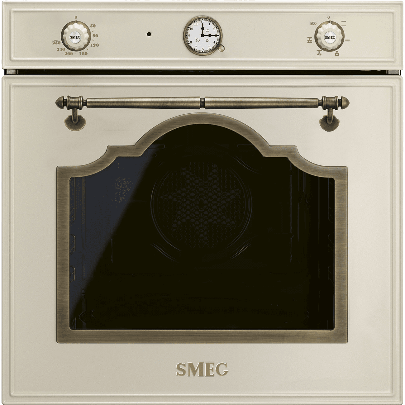 Духовой шкаф Smeg/ Многофункциональный духовой шкаф, 60 см, 6 функций, цвет кремовый, фурнитура латунная
