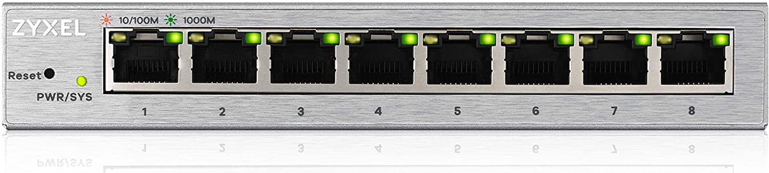 ZYXEL GS1200-8-EU0101F Smart коммутатор Zyxel GS1200-8, 8xGE, настольный, бесшумный, с поддержкой VLAN, IGMP, QoS и Link Aggregation