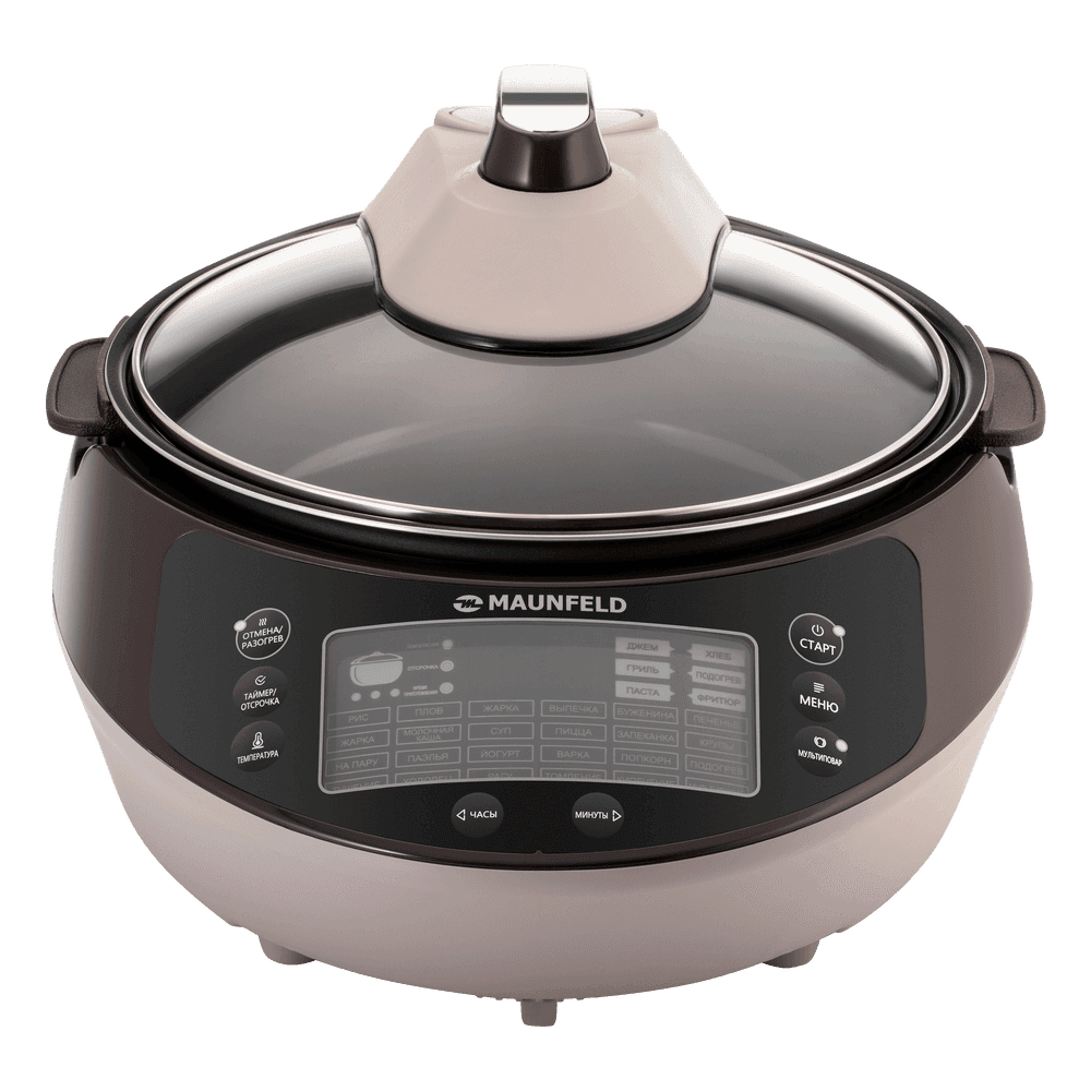 Мультиварка MAUNFELD/ Мультиварка MAUNFELD MF-1621BR, мощность 1600 Вт, электронное управление, 30 программ, антипригарное покрытие чаши, объем чаши 5 л, дисплей, отсрочка старта, регулировка температуры, предварительное отключение автоподогрева, приготовление на пару, цвет коричневый