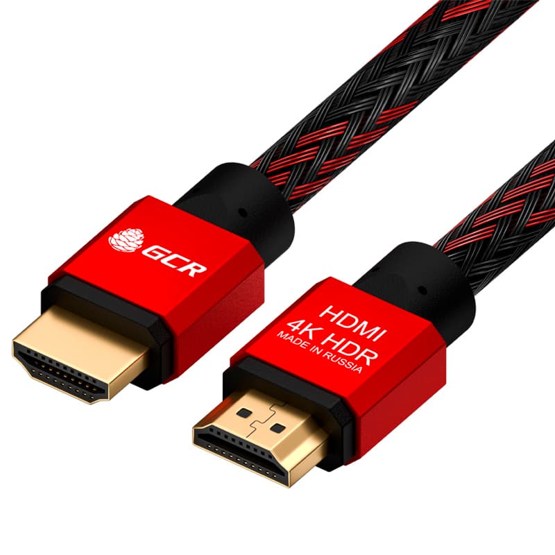 GCR Кабель PROF 3.0m HDMI 2.0, BICOLOR в оплетке нейлон, AL корпус красный, медь, HDR 4:4:4, UHD 4K60Hz/5K30Hz, 3D, AUDIO, 18.0Гбит/с, 28AWG
