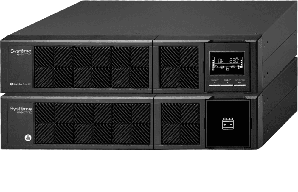 ИБП Systeme Electric Smart-Save Online SRV 2000 ВА, конвертируемый форм-фактор 4U, 230 В, 6 розеток IEC C13, SmartSlot, LCD, USB HID, версия с возможностью увеличения времени автономии, 2 кор.