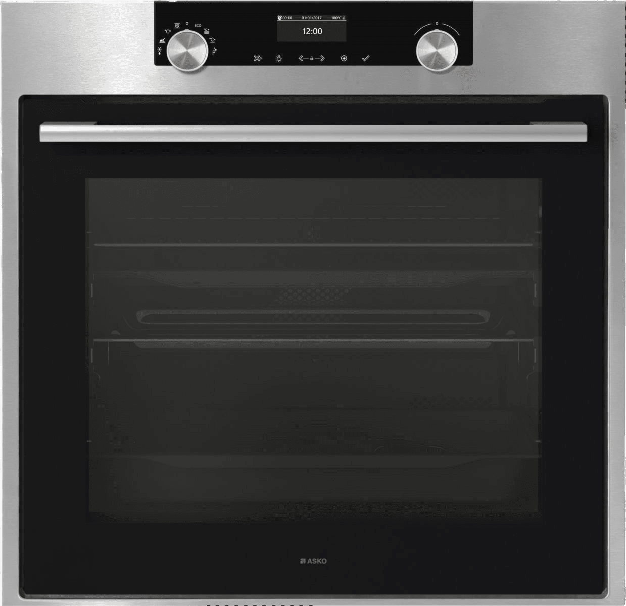 Встраиваемые электрические духовки ASKO/ Арт. 729857 ПРОМО ; 59 х 56-56.8 х 55, Aqua Clean, 73 л., А+, 87 автоматических программ, 11 режимов, гриль, размораживание, быстрый разогрев, подогрев посуды, таймер, сенсорные и поворотные элементы управления, дисплей, 3 стекла дверцы, охлаждаемая дверца, термощуп, цвет: нерж. сталь