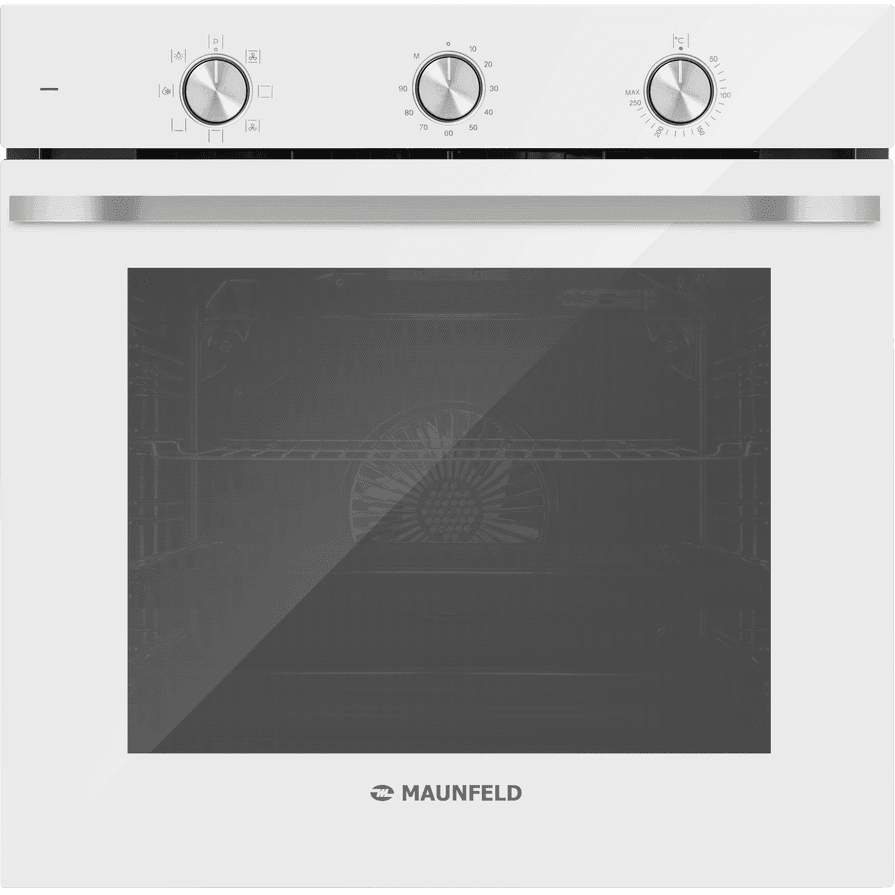 Шкаф духовой MAUNFELD/ 60 см, 78 л, 7 режимов, таймер, гидролизная очистка, цвет белый, фурнитура: серебристый цвет