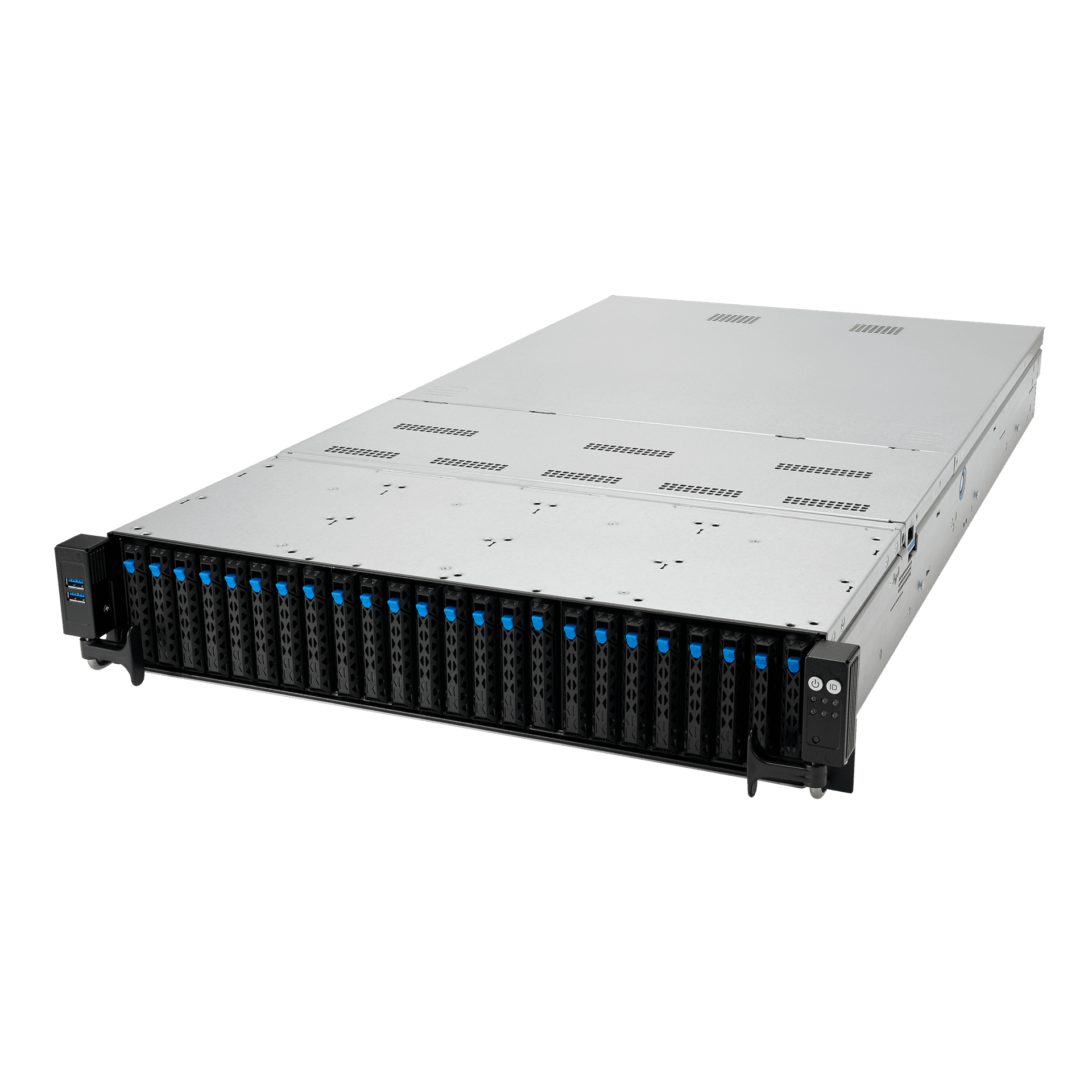 Серверная платформа/ ASUS RS720-E10-RS24U, 2U, 2x Socket P+ LGA 4189 3rd gen, 32x DDR4 3200, up to 9 x Expansion slots*, VROC, 24 x 2.5" hsb (12x NVMe + 12x SATA/SAS/NVME*, 2 x M.2 connector (2280/2260. PCIe Gen4x4), 2 x 10GbE (X710-AT2) RJ45, 1+1 2400W