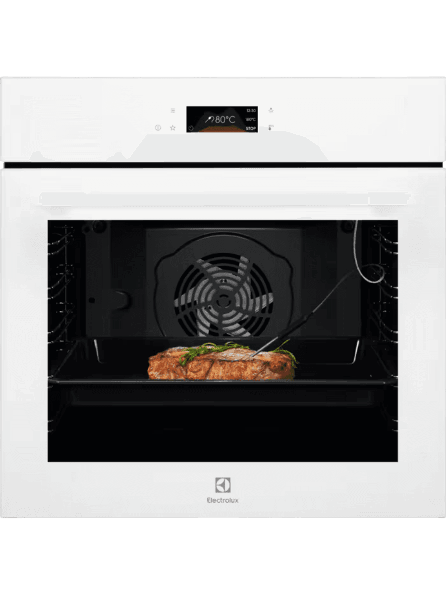 Встраиваемый духовой шкаф ELECTROLUX/ электрический с конвекцией, объем 72 л, 17 режимов, очистка паровая, 3 стекла в дверце, направляющие проволочные + телескопические (1 уровень),белая,термозонд