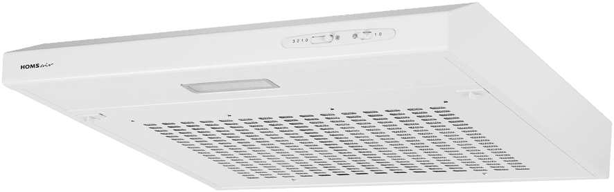 Вытяжка HOMSair HORIZONTAL 60 White/ подвесная, ползунковое управление, 3 скорости, 420 м3/ч, до 12 м2, 45 дБ, светодиодное LED-освещение, угольный фильтр CF152 (H) 1 шт, ШхДхВ: 600х465х80 мм, белый