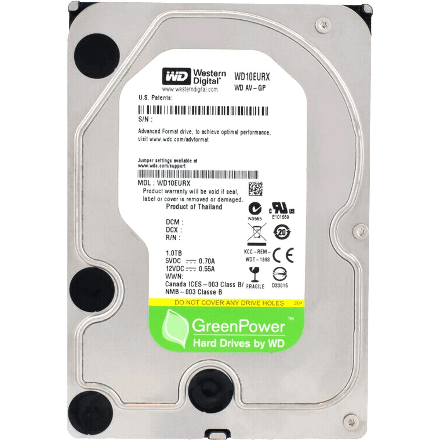 Жесткий диск/ RECERTIFIED HDD WD SATA3 1Tb AV-GP Video Surveillance 5400 RPM 64mb 1 year warranty (replacement WD10EZRZ, WD10PURX, ST1000VX013) RECERTIFIED