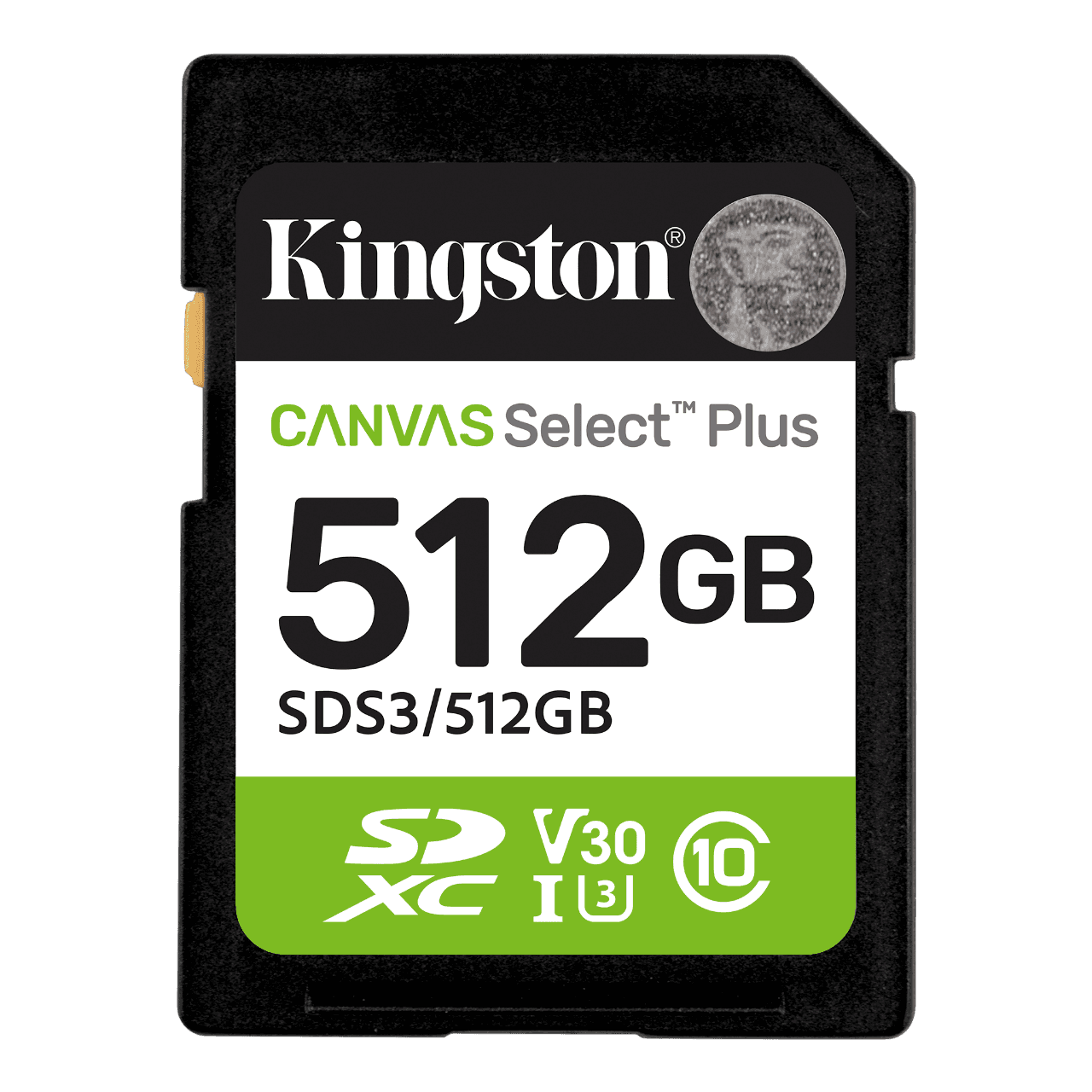 Карта памяти/ Kingston 512GB SDXC Canvas Select Plus Gen3 150MB/s C10 UHS-I U3 V30