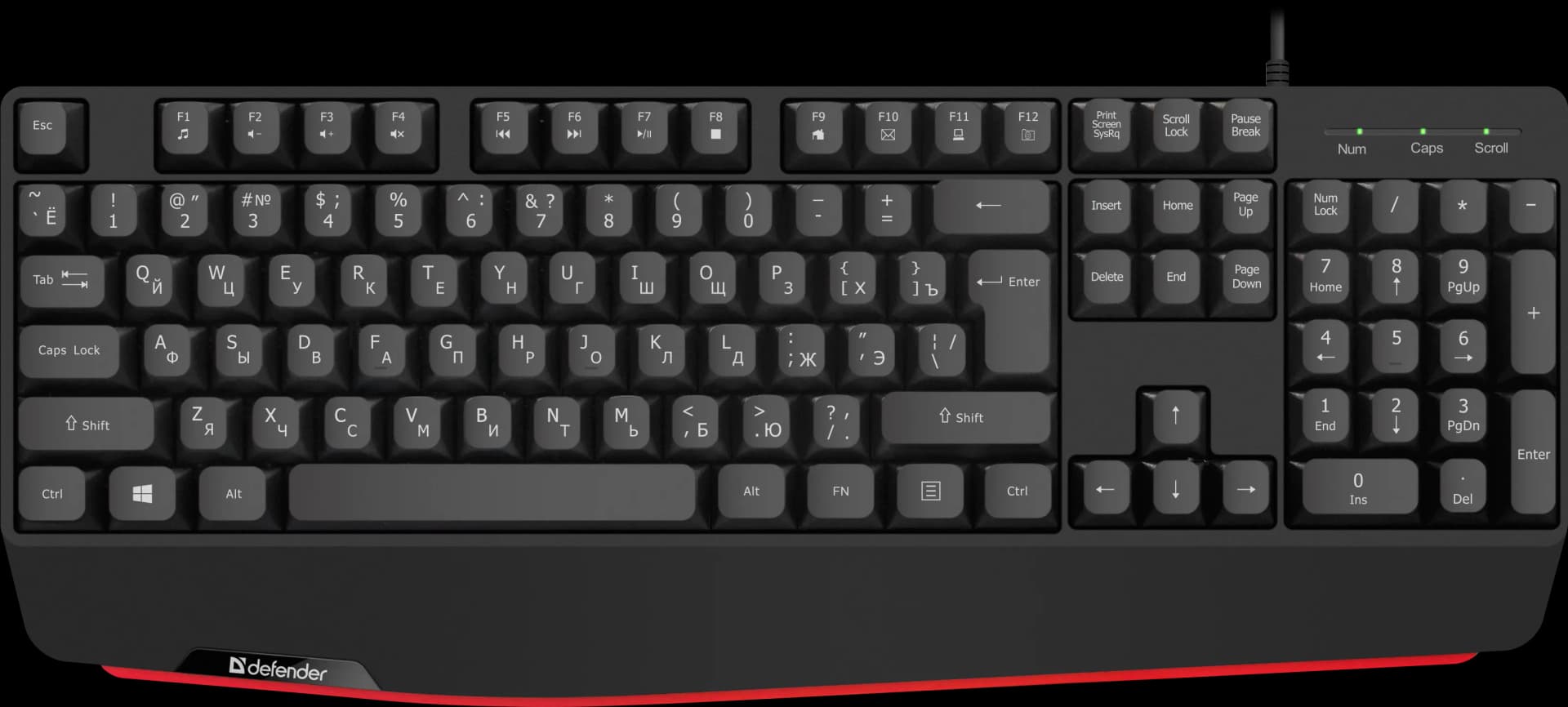 Defender Проводная клавиатура Atom HB-546 RU,черный,104+FN,1.8м