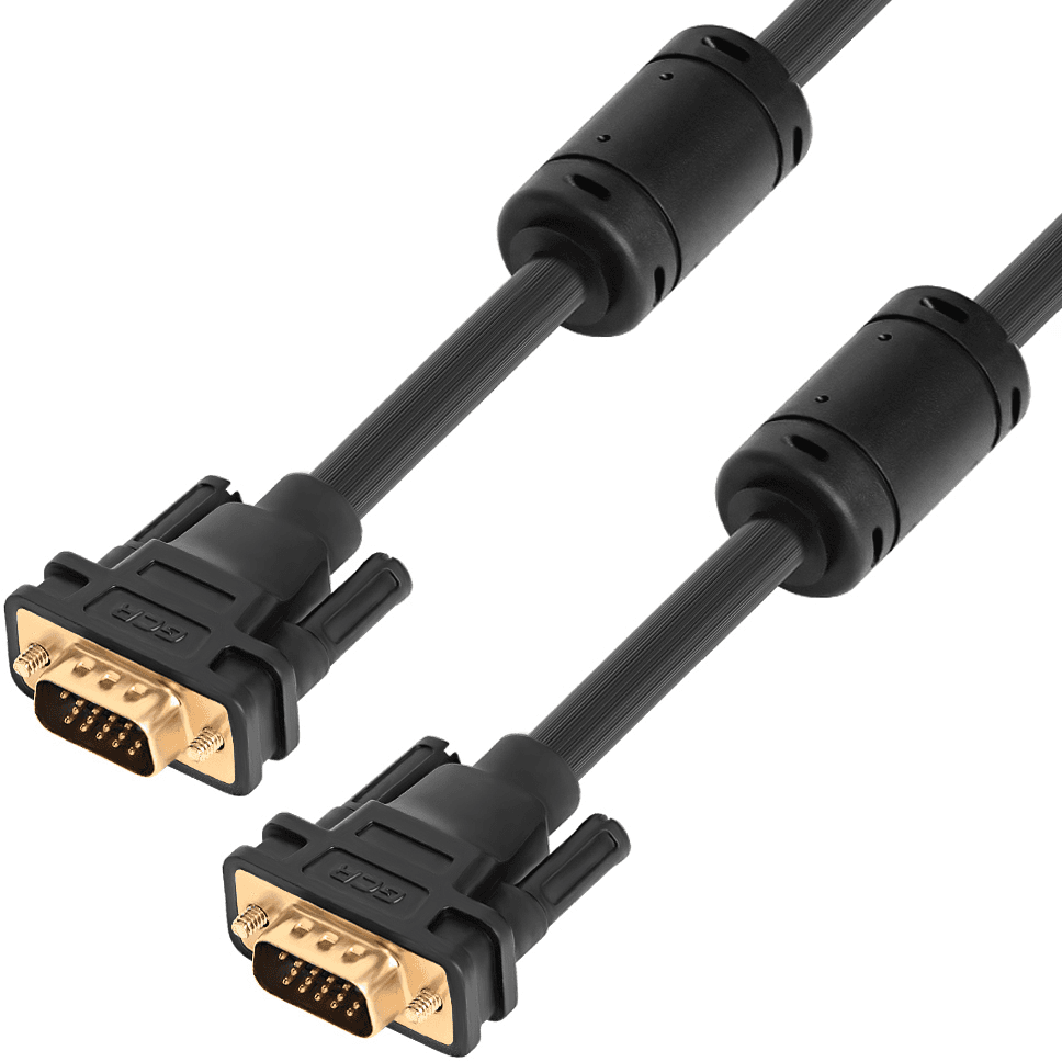 GCR PRO Кабель PROF Premium SVGA 10.0m чёрный, GOLD, медь, ферритовые кольца, OD8.0mm, 15M / 15M, 28/28 AWG, двойной экран