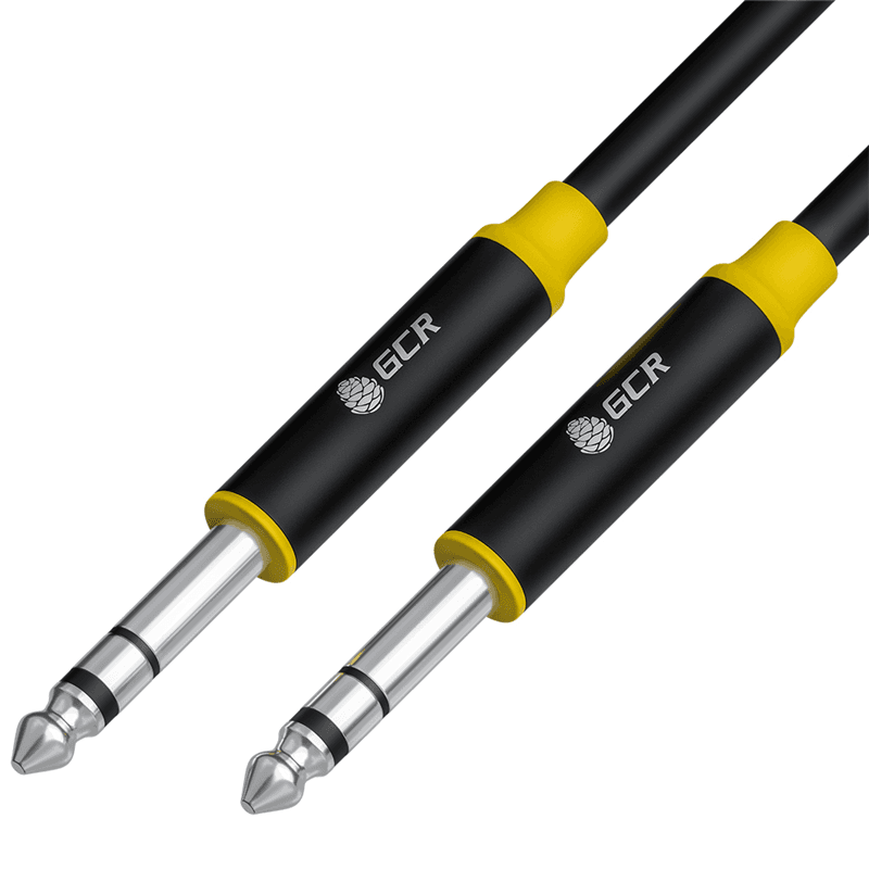 GCR PRO Кабель 5.0m аудио STEREO jack 6,35mm/jack 6,35mm черный, AL case, M/M