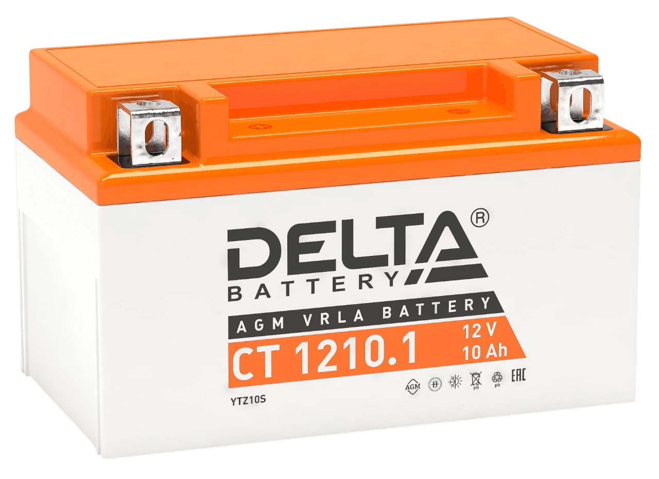 Аккумуляторная батарея Delta CT 1210.1 12В/10А·ч, клемма Болт + гайка Ø 6,5 мм (150х86х93мм (98мм), 2,9кг, Срок службы 5 лет