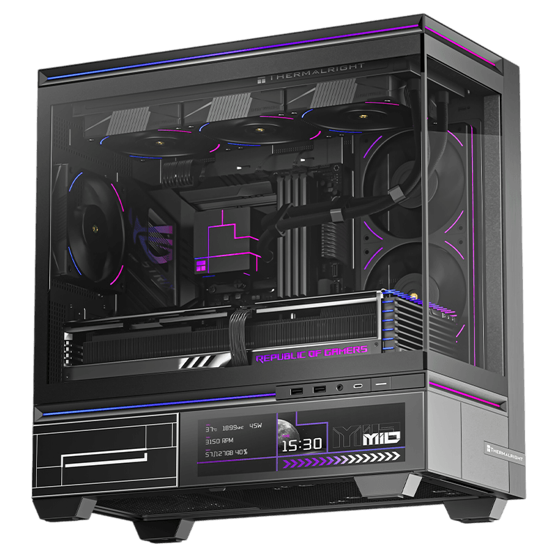 Корпус без блока питания/ Case Thermalright M10 Vision FAN4-C, Mini-Tower, TG, LCD, 4x120mm ARGB, 2xUSB-A 3.0, 1xUSB Type-C, mATX, mITX Black