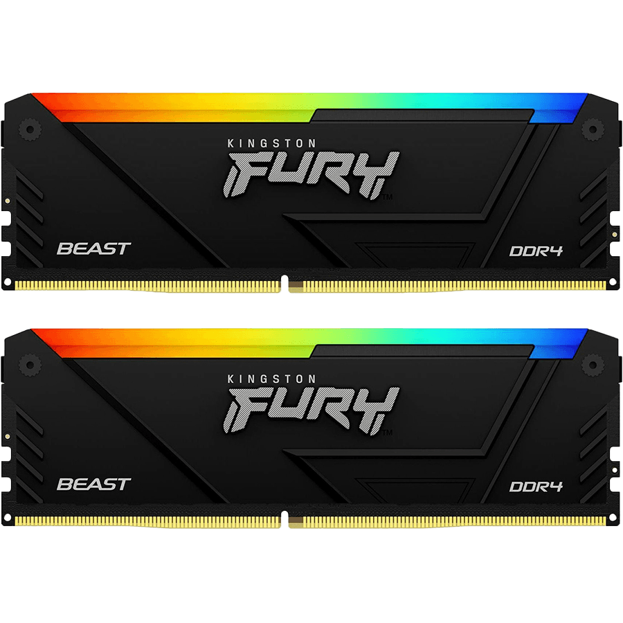 Память оперативная/ Kingston 32GB 3200MT/s DDR4 CL16 DIMM (Kit of 2) 1Gx8 FURY Beast RGB (Select Regions ONLY)