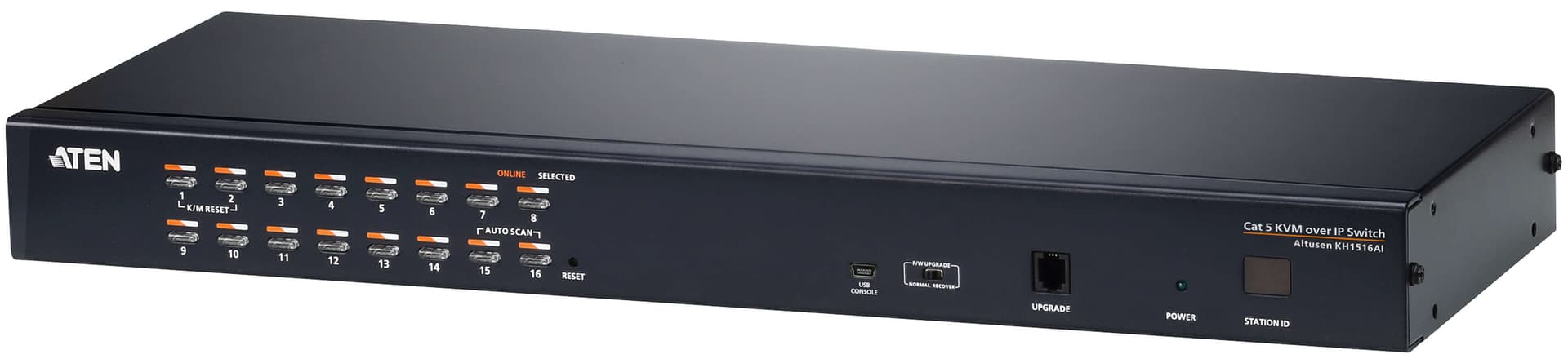 Переключатель KVM, 1 local user PS2+VGA+1 IP user => 16 cpu (PS2/USB/Sun+VGA)/RS232, без шнуров KH1516AI/KH1516AI-AX-G/ Cat 5 High-Density KVM over the NET.