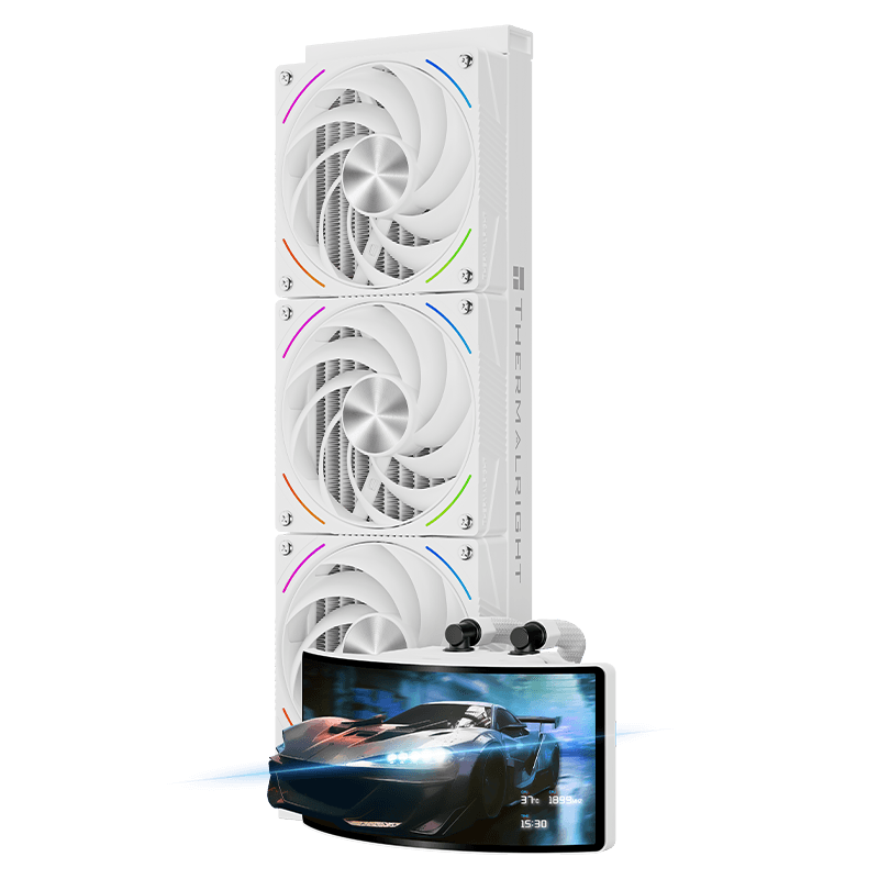 Водяное охлаждение для процессора/ Water Cooling System Thermalright Rainbow Vision 360 Turbo (360mm, LED, White, ARGB/ Fans: 3x120mm, 120.38CFM, 44.7dBA, 3000RPM/ Pump height 86mm, 6400RPM, Rad thickness 27mm/ S: 1700, 1200, 1851, 115X, 2011, 2066, AM5, AM4)